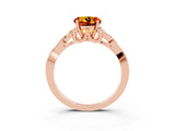 Rose gold Round Cut Citrine Solitaire Engagement Ring with Celtic Knot Band and Four-Prong Setting_3