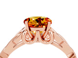 Rose gold Round Cut Citrine Solitaire Engagement Ring with Celtic Knot Band and Four-Prong Setting_4
