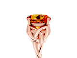 Rose gold Round Cut Citrine Solitaire Engagement Ring with Celtic Knot Band and Four-Prong Setting_5
