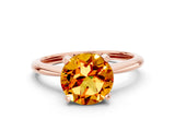 Rose gold Round Cut Citrine Solitaire Engagement Ring with Classic Band and Four-Prong Setting_24