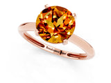 Rose gold Round Cut Citrine Solitaire Engagement Ring with Classic Band and Four-Prong Setting_25