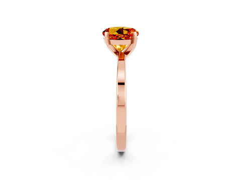 Rose gold Round Cut Citrine Solitaire Engagement Ring with Classic Band and Four-Prong Setting_26