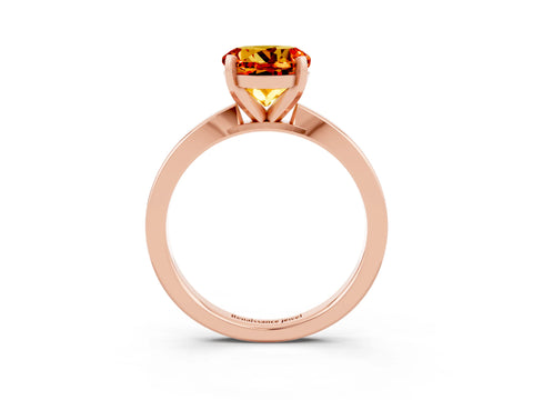 Rose gold Round Cut Citrine Solitaire Engagement Ring with Classic Band and Four-Prong Setting_27
