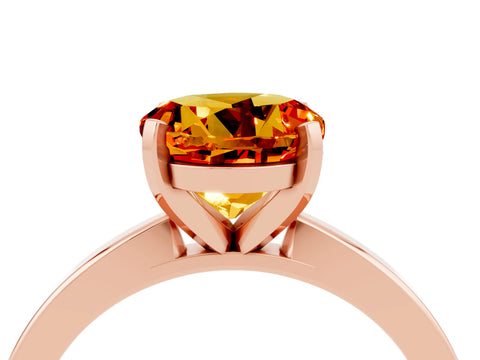 Rose gold Round Cut Citrine Solitaire Engagement Ring with Classic Band and Four-Prong Setting_28