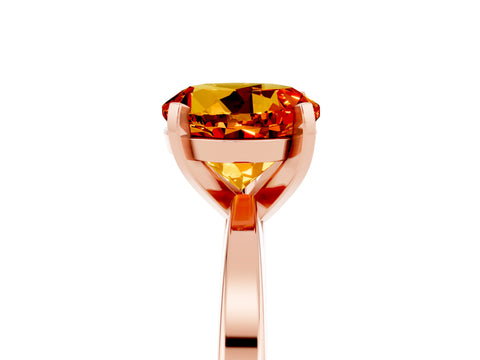 Rose gold Round Cut Citrine Solitaire Engagement Ring with Classic Band and Four-Prong Setting_29