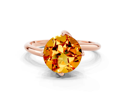 Rose gold Round Cut Citrine Solitaire Engagement Ring with Four-Prong Setting and Classic Band_12