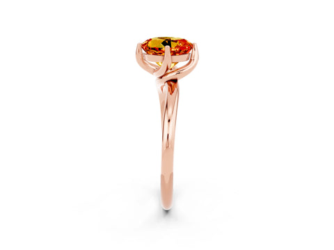 Rose gold Round Cut Citrine Solitaire Engagement Ring with Four-Prong Setting and Classic Band_14