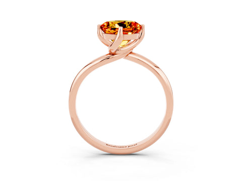 Rose gold Round Cut Citrine Solitaire Engagement Ring with Four-Prong Setting and Classic Band_15