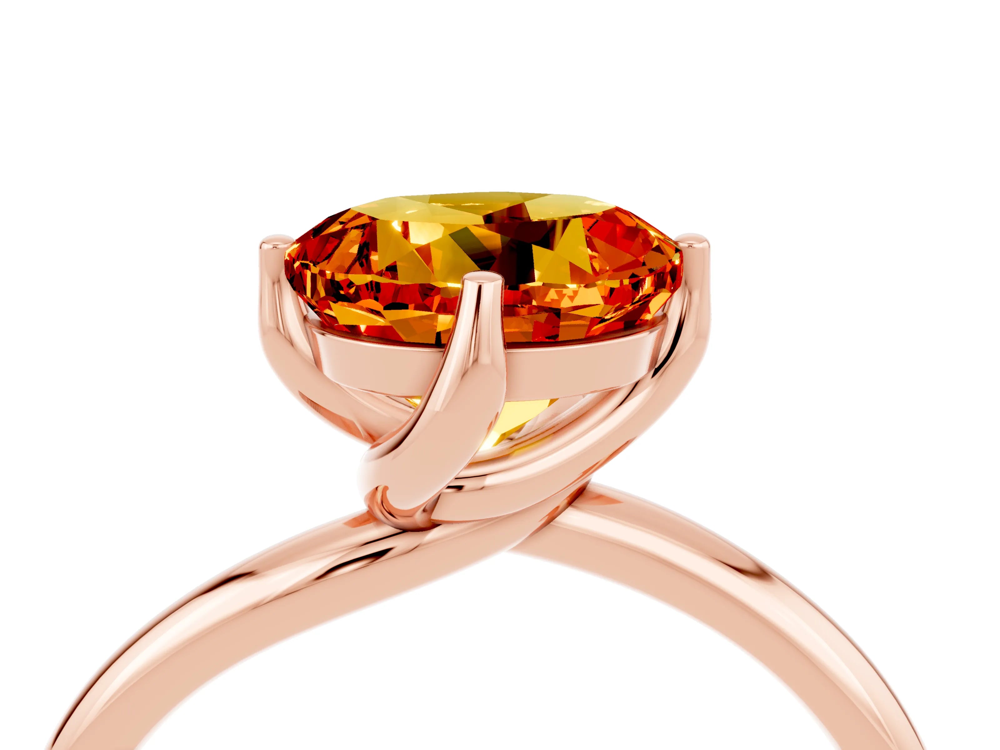 Rose gold Round Cut Citrine Solitaire Engagement Ring with Four-Prong Setting and Classic Band_16