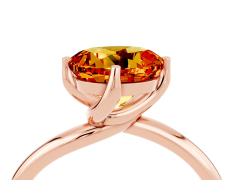 Rose gold Round Cut Citrine Solitaire Engagement Ring with Four-Prong Setting and Classic Band_16