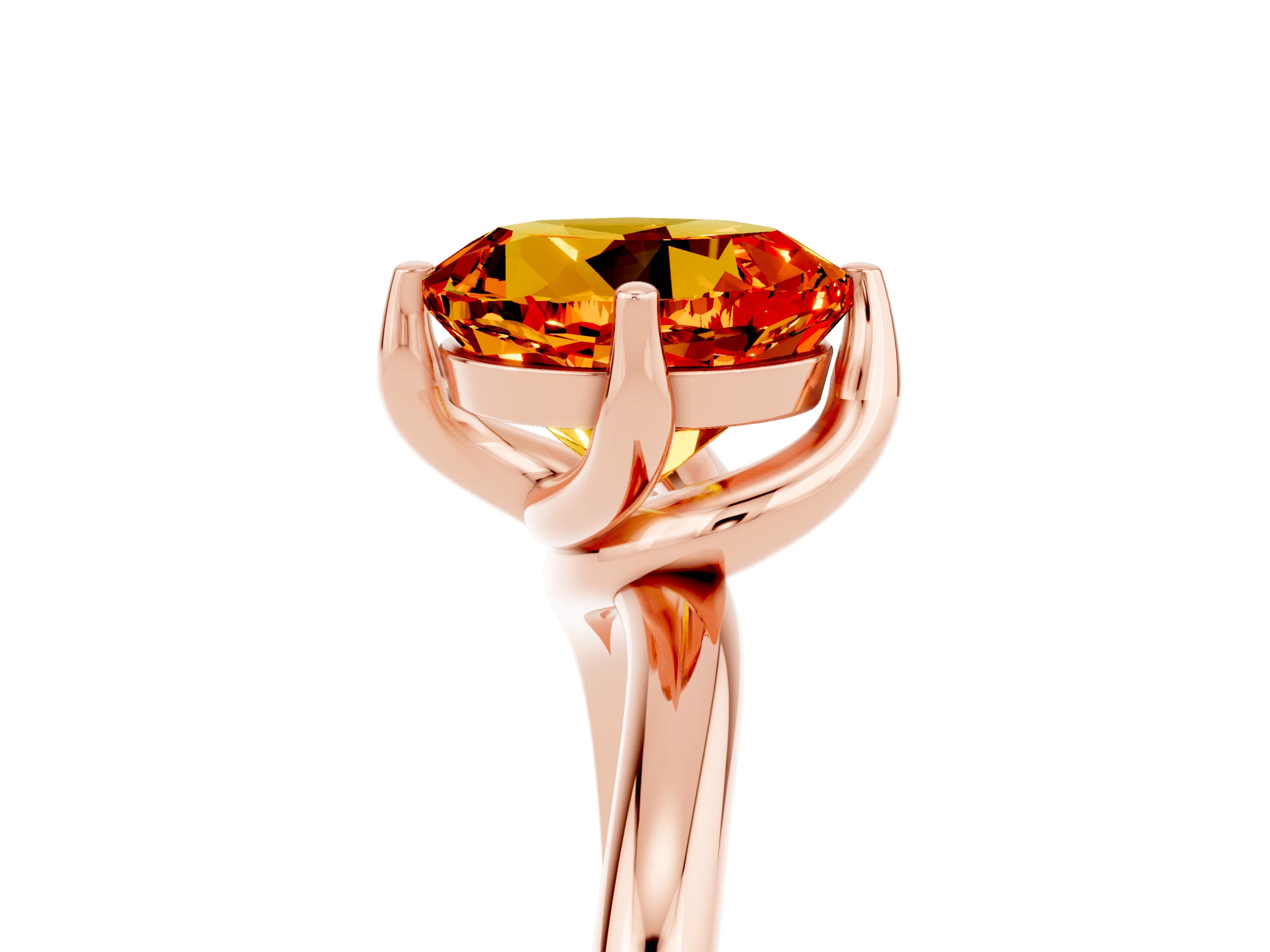 Rose gold Round Cut Citrine Solitaire Engagement Ring with Four-Prong Setting and Classic Band_17