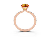 Rose gold Round Cut Citrine Solitaire Engagement Ring with Pavé Band and Four-Prong Setting_3