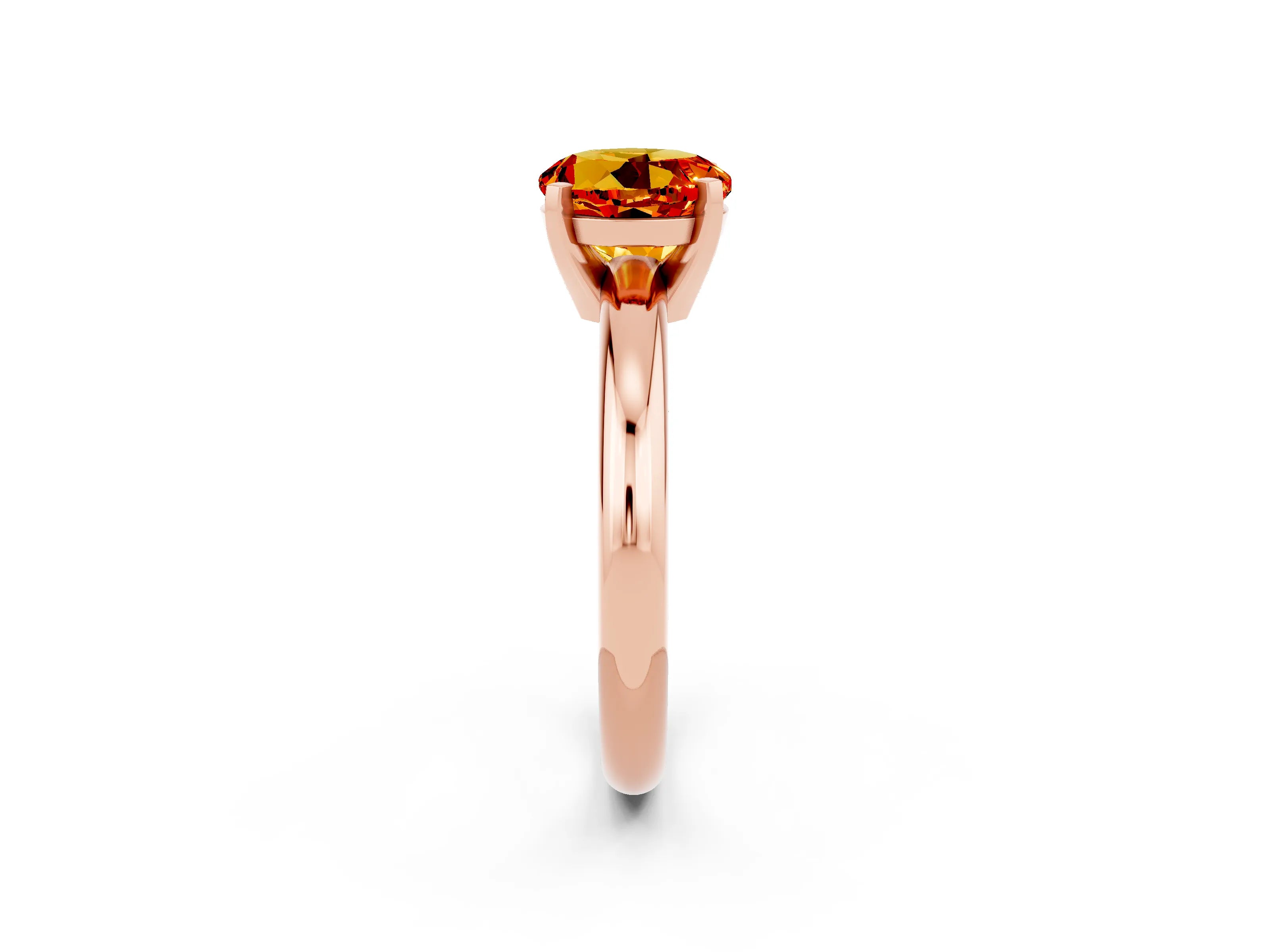 Rose gold Round Cut Citrine Solitaire Engagement Ring with Round Band and Four-Prong Setting_2
