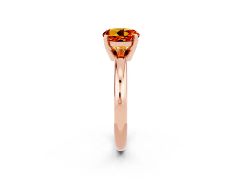 Rose gold Round Cut Citrine Solitaire Engagement Ring with Round Band and Four-Prong Setting_2