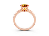 Rose gold Round Cut Citrine Solitaire Engagement Ring with Round Band and Four-Prong Setting_3