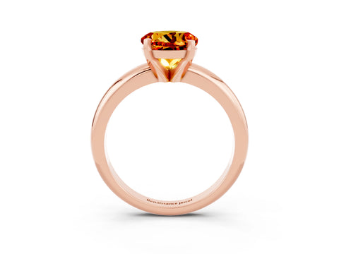 Rose gold Round Cut Citrine Solitaire Engagement Ring with Round Band and Four-Prong Setting_3