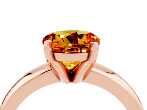 Rose gold Round Cut Citrine Solitaire Engagement Ring with Round Band and Four-Prong Setting_4