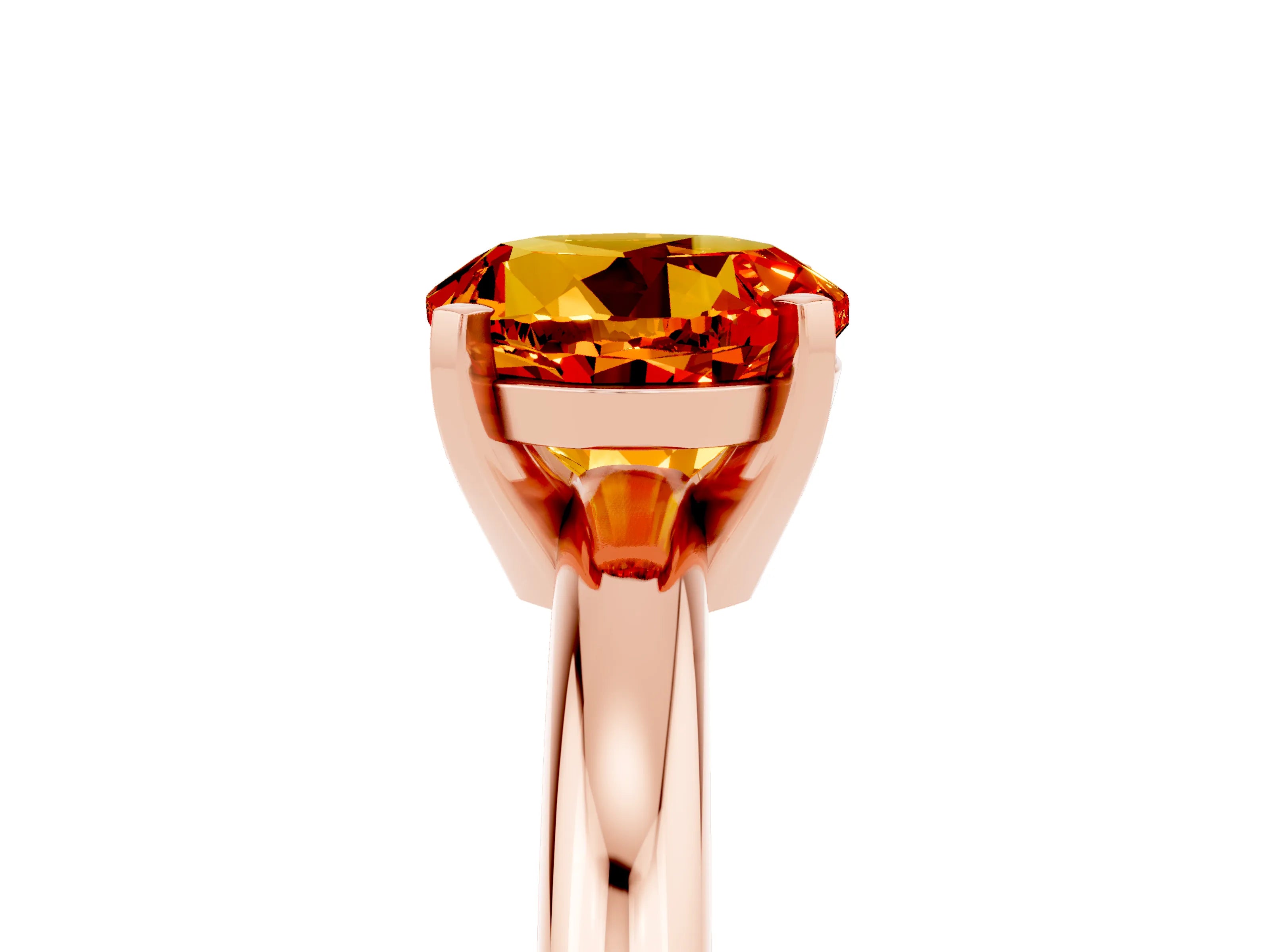 Rose gold Round Cut Citrine Solitaire Engagement Ring with Round Band and Four-Prong Setting_5