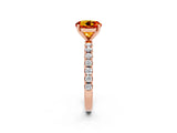 Rose gold Round Cut Citrine Solitaire Pavé Band with Four-Prong Setting_2