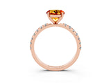 Rose gold Round Cut Citrine Solitaire Pavé Band with Four-Prong Setting_3