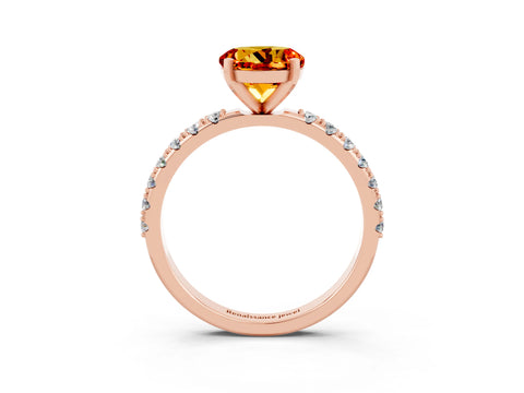 Rose gold Round Cut Citrine Solitaire Pavé Band with Four-Prong Setting_3