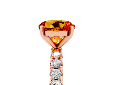 Rose gold Round Cut Citrine Solitaire Pavé Band with Four-Prong Setting_5