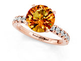 Rose gold Round Cut Citrine Solitaire Pavé Engagement Ring with Round Band and Prong Setting_13
