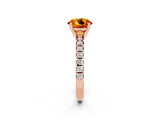 Rose gold Round Cut Citrine Solitaire Pavé Engagement Ring with Round Band and Prong Setting_14