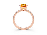 Rose gold Round Cut Citrine Solitaire Pavé Engagement Ring with Round Band and Prong Setting_15