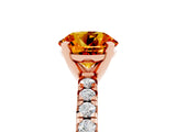 Rose gold Round Cut Citrine Solitaire Pavé Engagement Ring with Round Band and Prong Setting_17