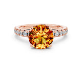 Rose gold Round Cut Citrine Solitaire Pavé Engagement Ring with Round Band and Prong Setting_66