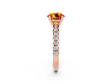 Rose gold Round Cut Citrine Solitaire Pavé Engagement Ring with Round Band and Prong Setting_68