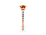 Rose gold Round Cut Citrine Solitaire Ring with Cathedral Setting and Pavé Band_2