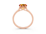 Rose gold Round Cut Citrine Solitaire Ring with Flower Prong Setting and Classic Band_15