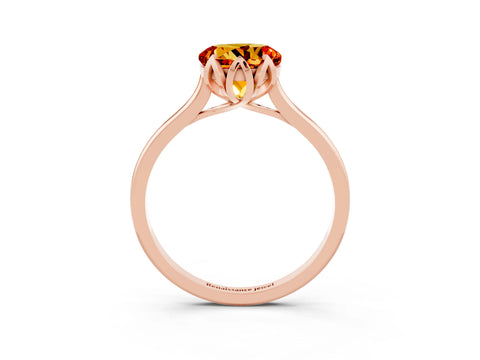 Rose gold Round Cut Citrine Solitaire Ring with Flower Prong Setting and Classic Band_15