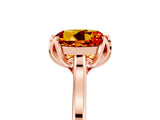 Rose gold Round Cut Citrine Solitaire Ring with Flower Prong Setting and Classic Band_17