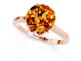 Rose gold Round Cut Citrine Solitaire Ring with Flower Prong Setting and Classic Band_37