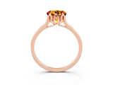 Rose gold Round Cut Citrine Solitaire Ring with Flower Prong Setting and Classic Band_39