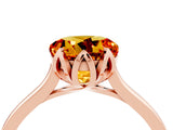 Rose gold Round Cut Citrine Solitaire Ring with Flower Prong Setting and Classic Band_40
