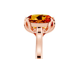 Rose gold Round Cut Citrine Solitaire Ring with Flower Prong Setting and Classic Band_41