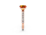 Rose gold Round Cut Citrine Solitaire Ring with Pavé Accents and Four-Prong Setting_2