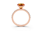 Rose gold Round Cut Citrine Solitaire Ring with Pavé Accents and Four-Prong Setting_3