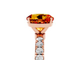 Rose gold Round Cut Citrine Solitaire Ring with Pavé Accents and Four-Prong Setting_5