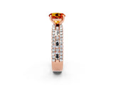 Rose gold Round Cut Citrine Solitaire Ring with Pavé and Channel Set Band_2