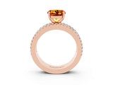Rose gold Round Cut Citrine Solitaire Ring with Pavé and Channel Set Band_3