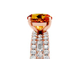 Rose gold Round Cut Citrine Solitaire Ring with Pavé and Channel Set Band_5