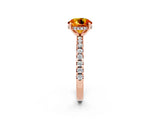 Rose gold Round Cut Citrine Solitaire Ring with Round  Pavé Band and Four-Prong Setting_38