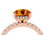 Rose gold Round Cut Citrine Solitaire Ring with Round  Pavé Band and Four-Prong Setting_40