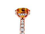 Rose gold Round Cut Citrine Solitaire Ring with Round  Pavé Band and Four-Prong Setting_41