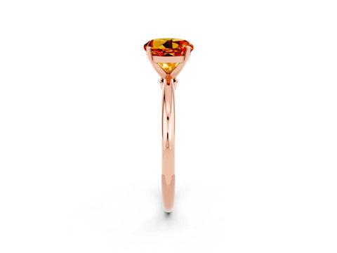 Rose gold Round Cut Citrine Solitaire Ring with Six-Prong Setting and Classic Band_2